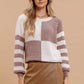 Colorblock Checkered & Stripe Sweater