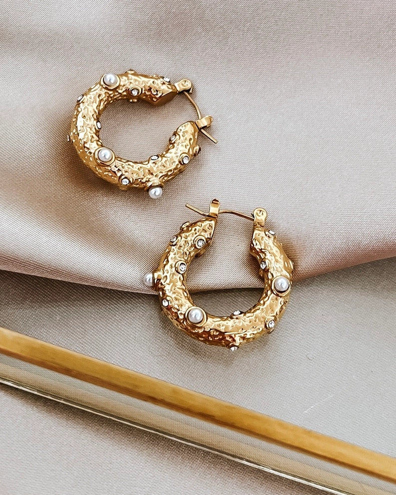 Eleanor French Pearl Hoop Earrings