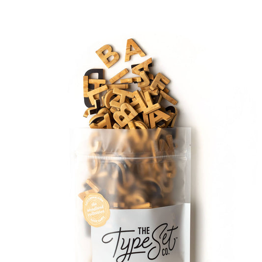 1" 200pc Faux Wood Southern Pine Magnetic Letters