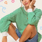 Green Oversized Striped Top