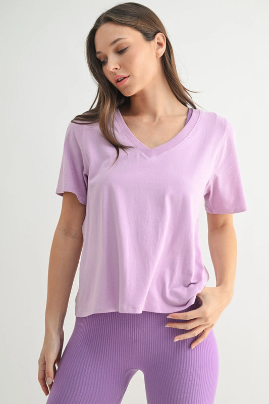 Basic V-Neck Top - Lavender