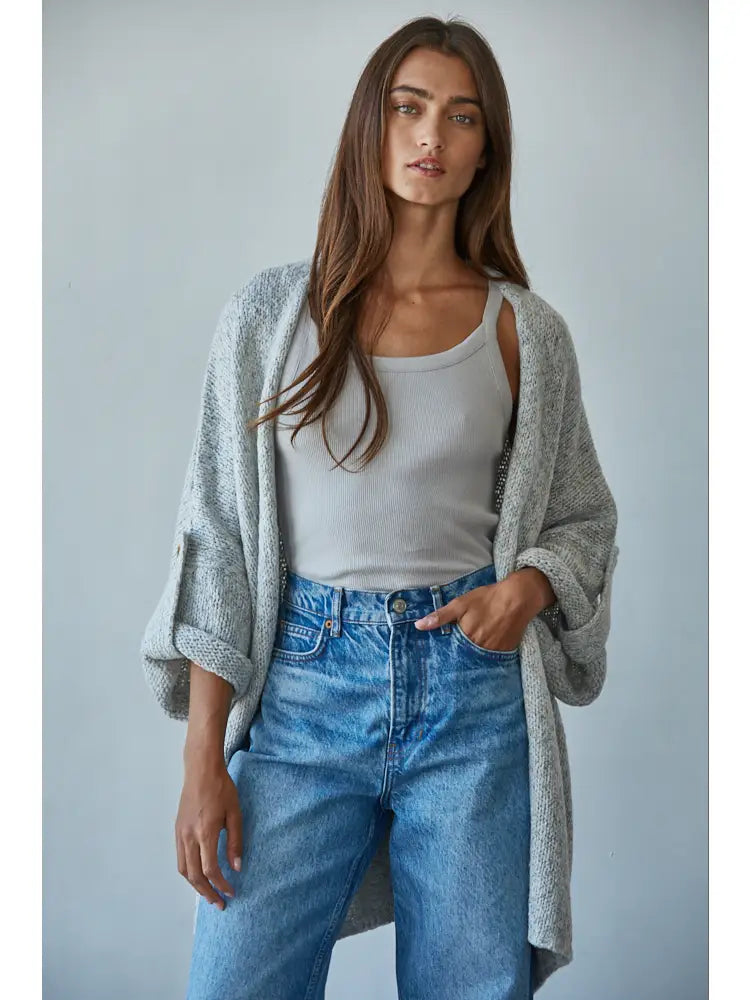 Folded Open Front Cardi