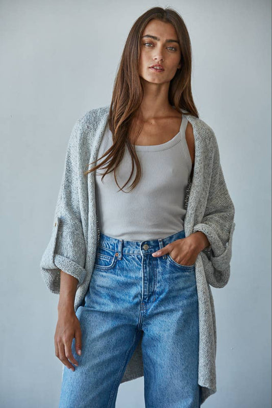 Folded Open Front Cardigan