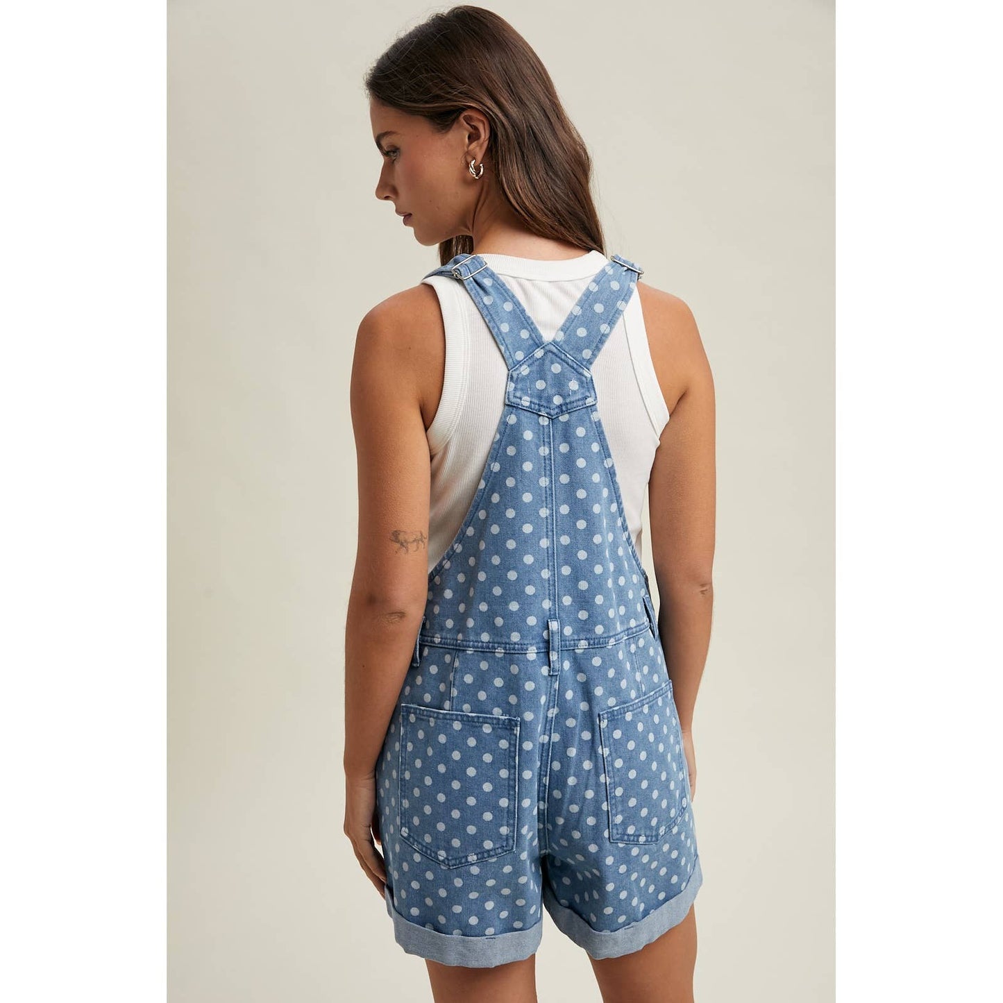 Polka Dot Denim Overalls
