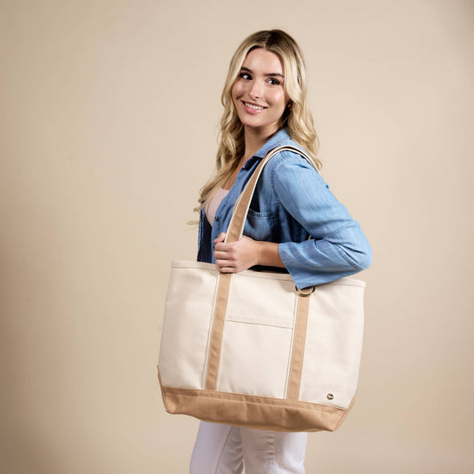 The Signature Canvas Tote Bag I Beige