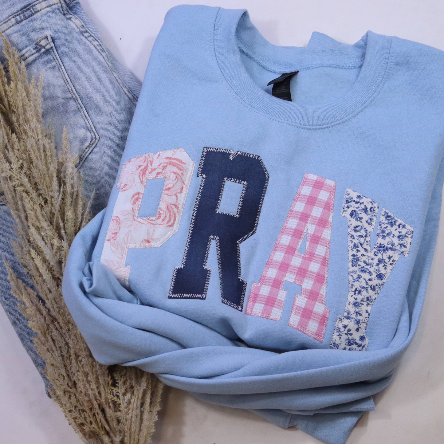 Patchwork Pray Crewneck