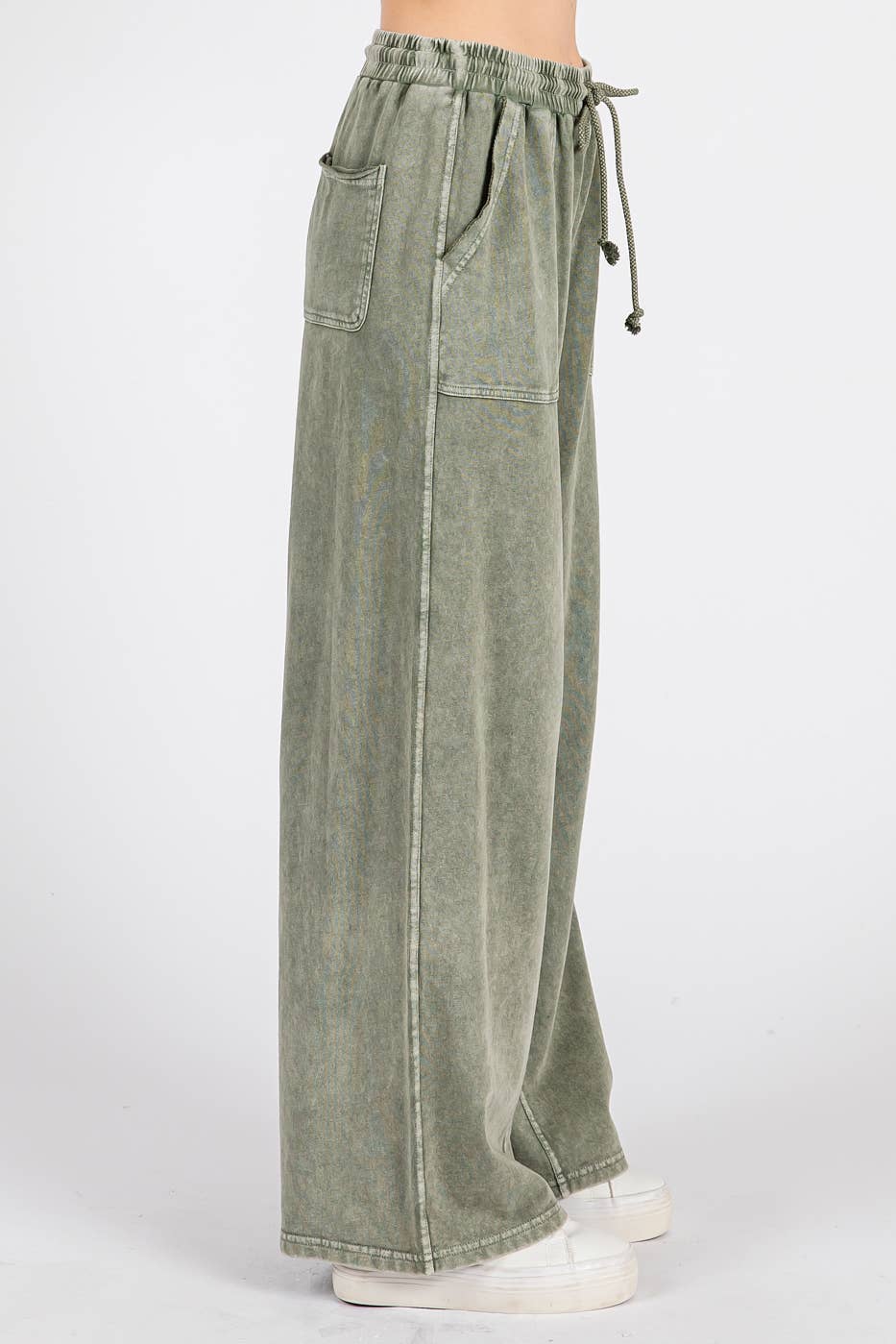 French Terry Wide Leg Pants I Blue
