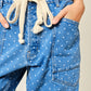 Polka Dot Denim Barrel Jeans