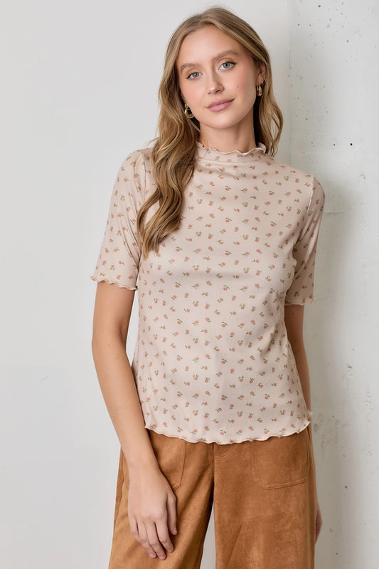 Ditsy Floral Rib Knit Top