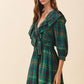Plaid Ruffle-Trim Wrap Dress