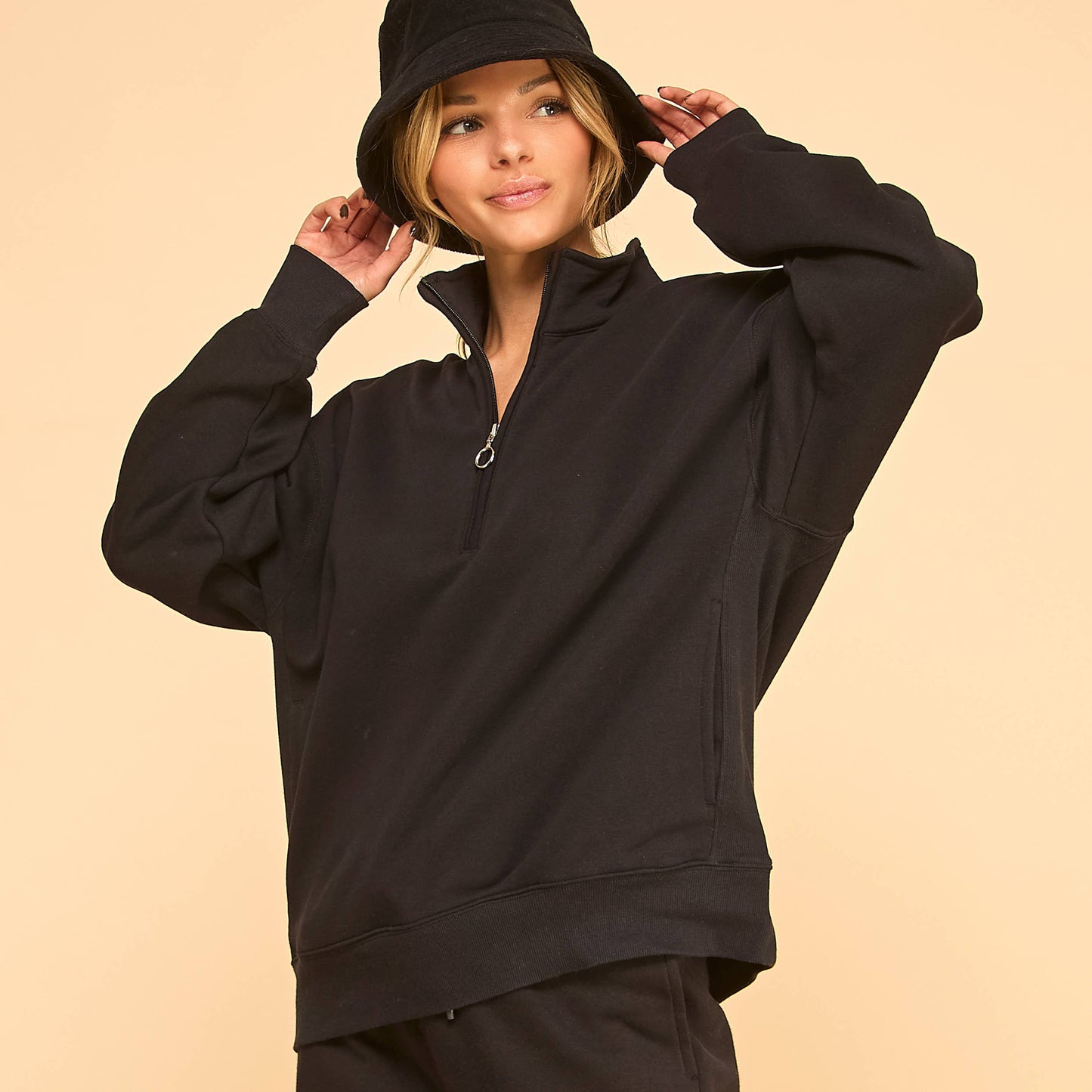 Mock Neck Sweatshirt I Pink