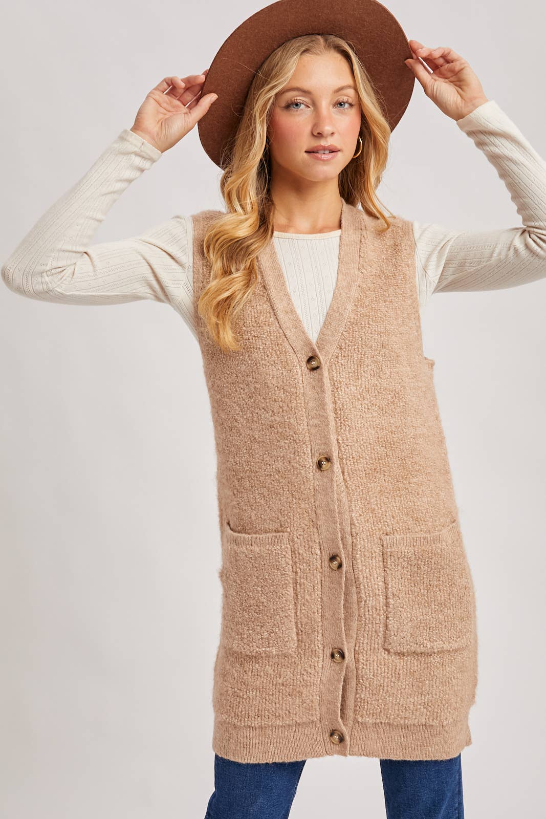 Teddy Knit Longline Vest