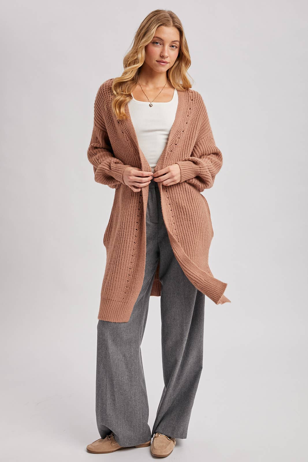 Longline Sweater Knit Cardigan – Hot Pink