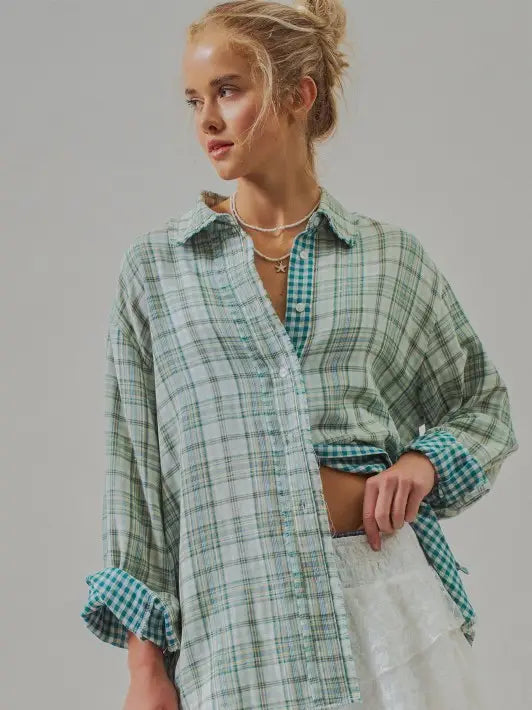 Double Gauze Plaid Button-Down