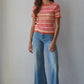 Knit Multi Color Short Sleeve Sweater