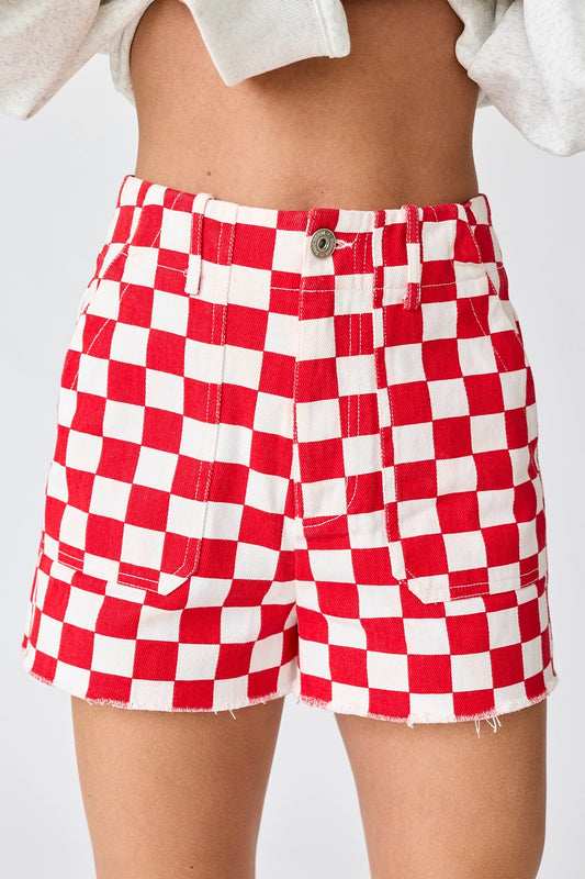 Red Checkered Shorts