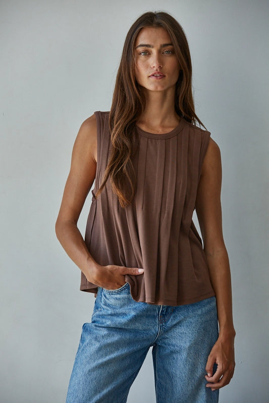 Brown Pleated Top