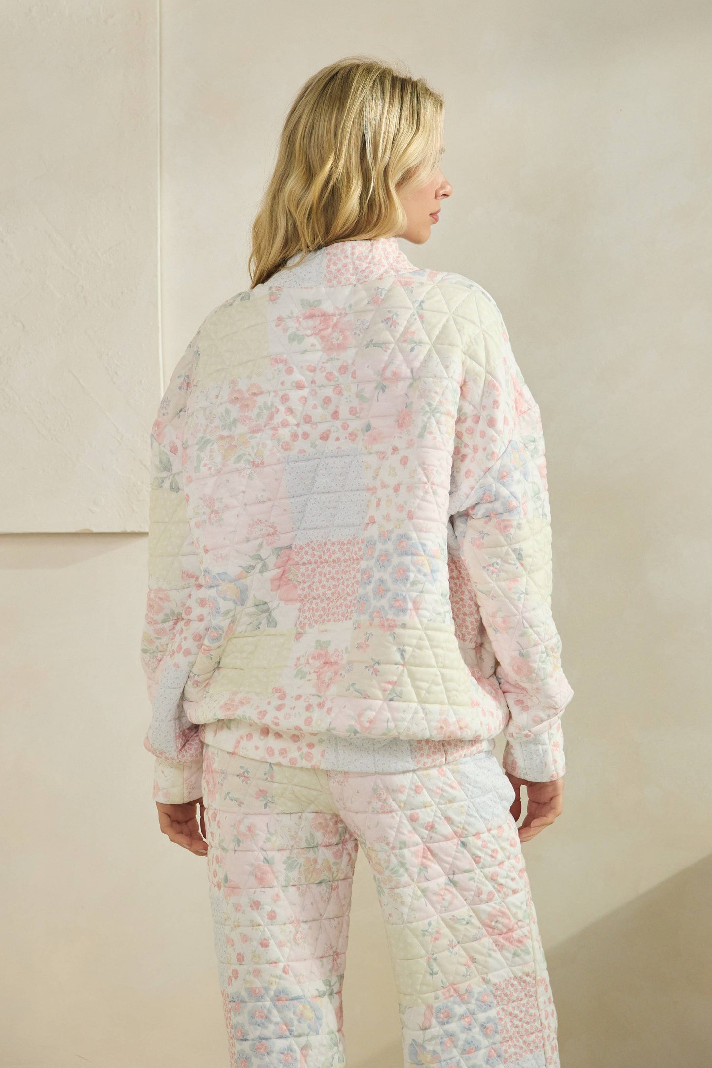 Quilted Floral Mockneck