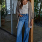 Folded Open Front Cardigan