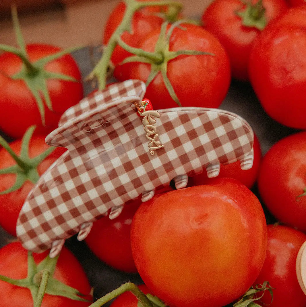 Brown Gingham Tomato Charm Claw