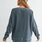 Navy Waffle Ribbed Pullover
