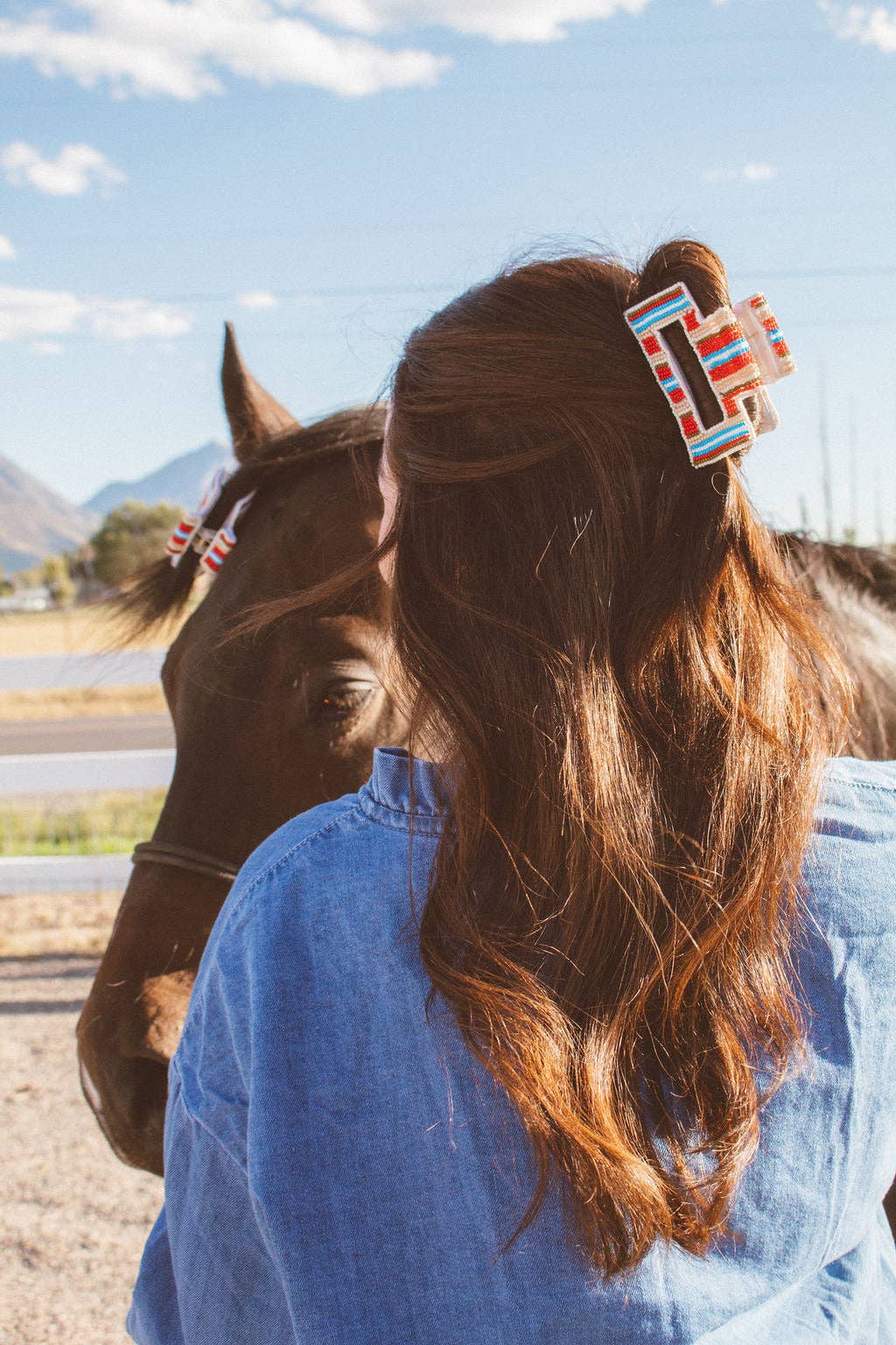 Beaded Claw Clip : Stripe
