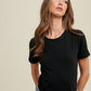 Ribbed Knit Basic Tee I Black