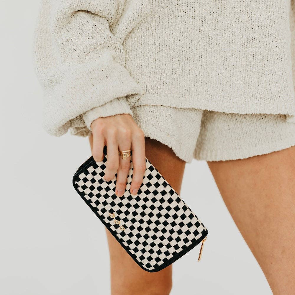 Woven Wallet I Black Checkered