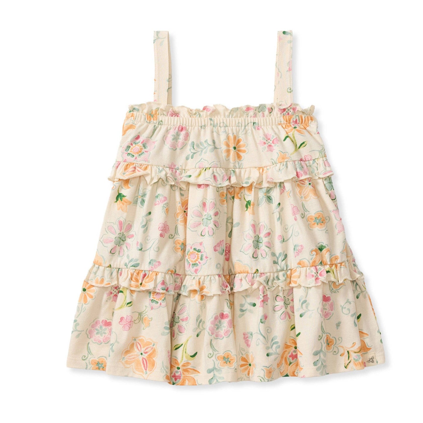 Mediterranean Floral Organic Dress: 0-3M