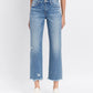 High Rise Frayed Hem Straight Jeans