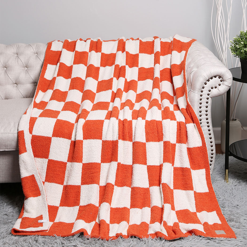 Checkered Throw Blanket - Orange