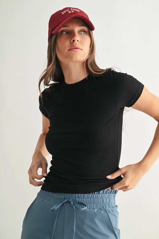 Black Ribbed Top