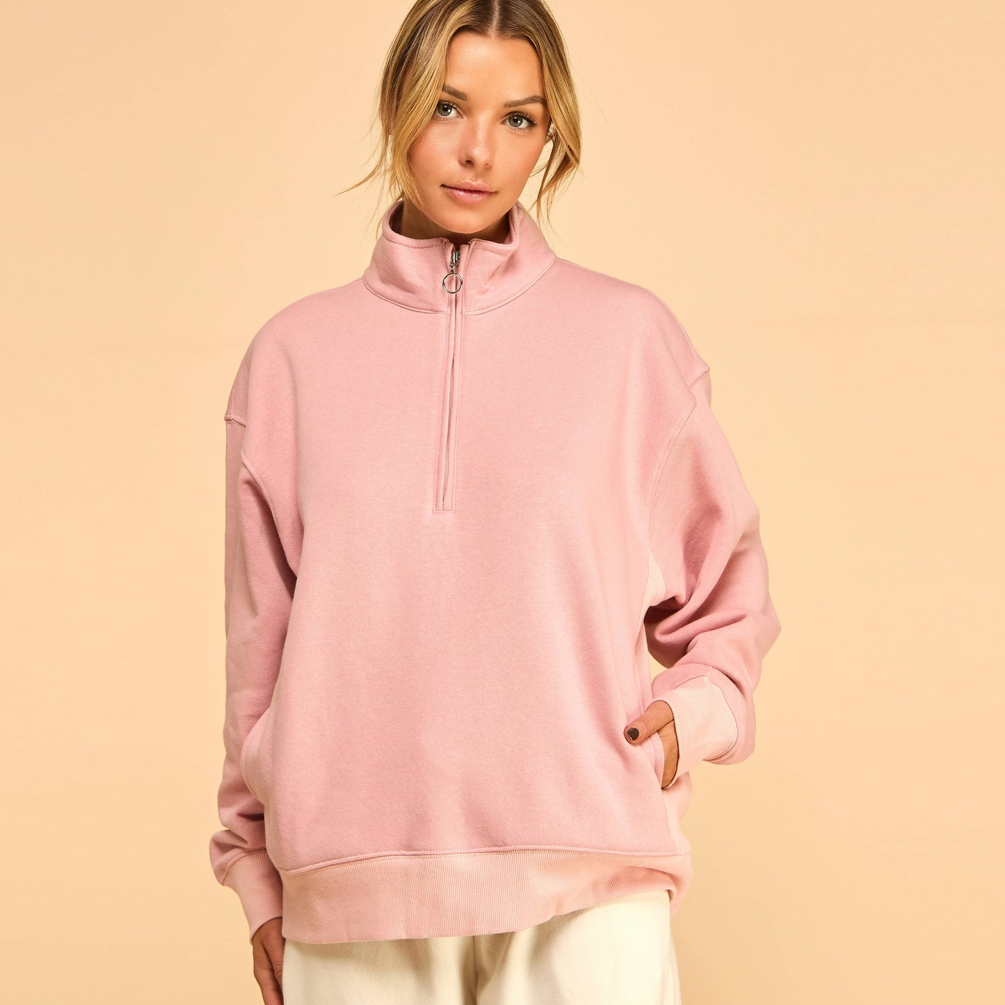 Mock Neck Sweatshirt I Pink