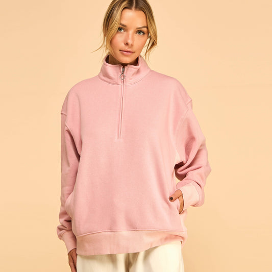 Mock Neck Sweatshirt I Pink