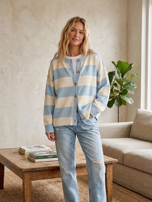 Seaside Stripe Button Cardigan