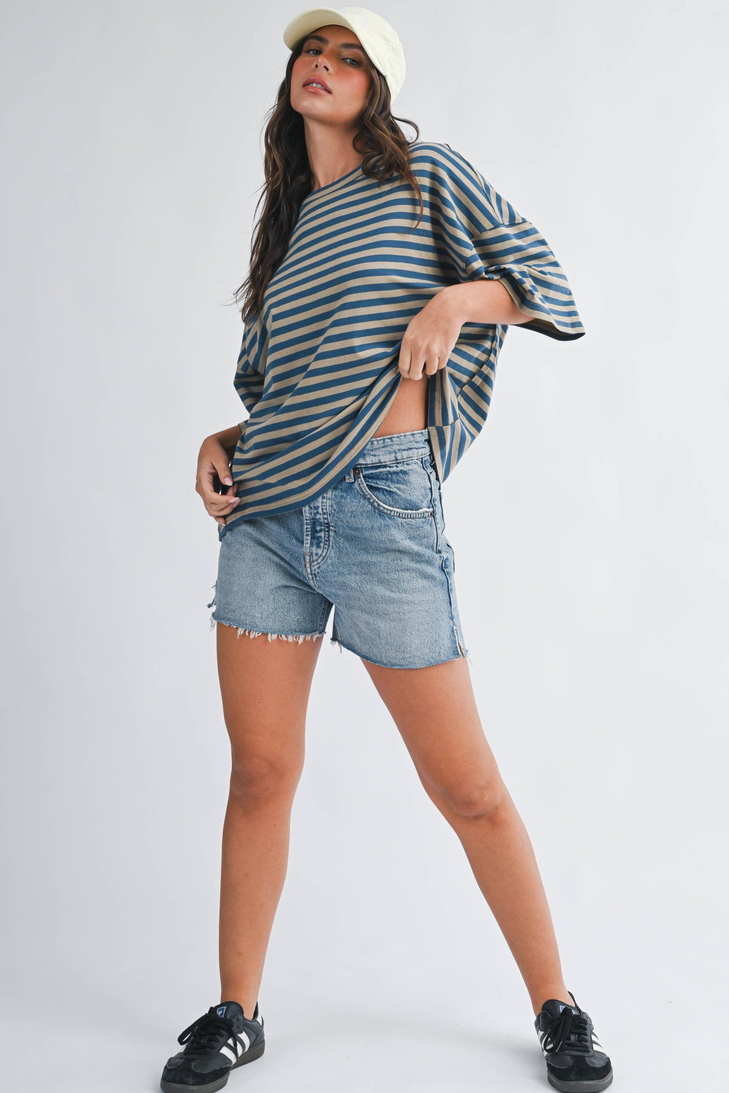 Oversized Stripe Boyfriend Tee I Oat
