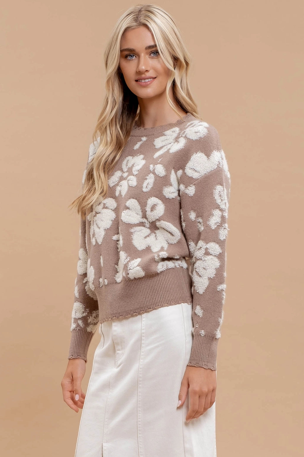 Floral Distressed Sweater