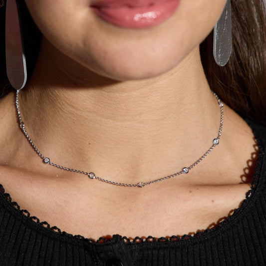 Silver Delicate Saturn Chain Necklace