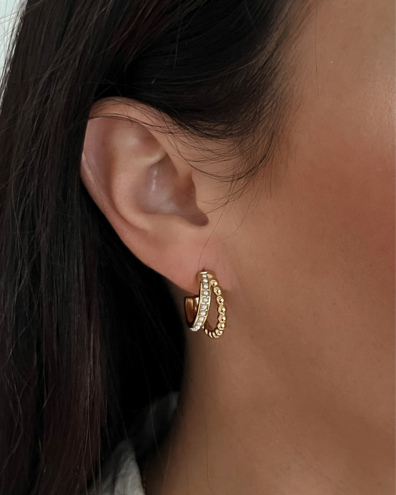 Enzo Gold Pearl Hoop Earrings