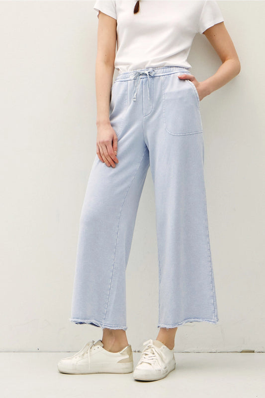 Garment-Dye Wide Leg Crop Pants