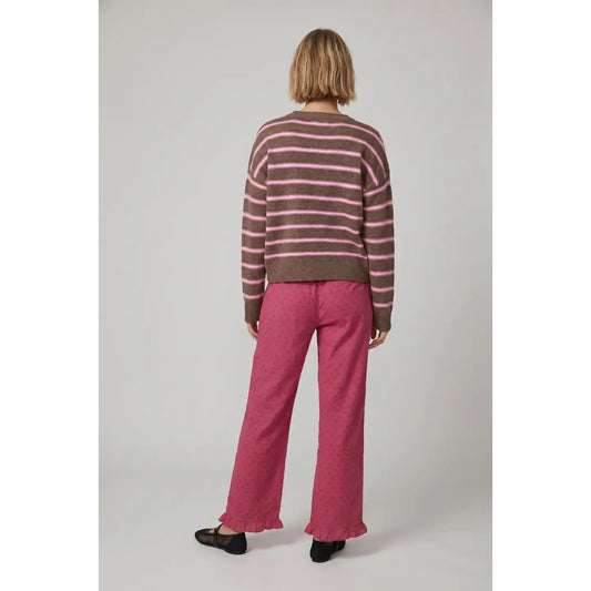 Mocha & Pink Stripe Cardigan