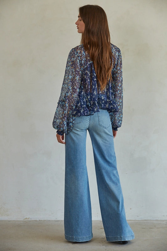 Sheer Floral Blouse