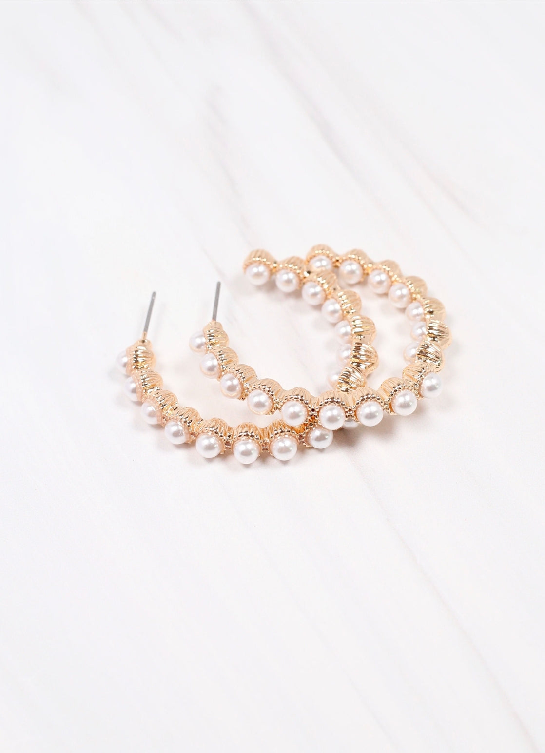Pearl Lined Hoop Earrings