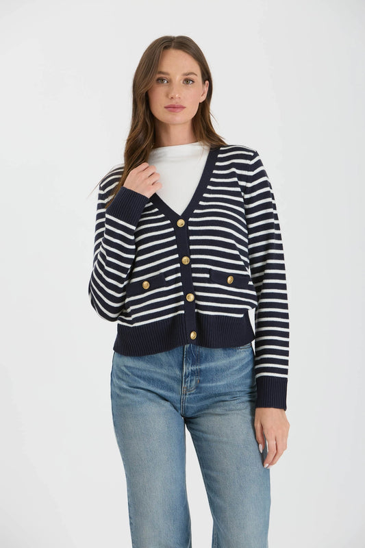 Stripe Gold Button Down Cardigan