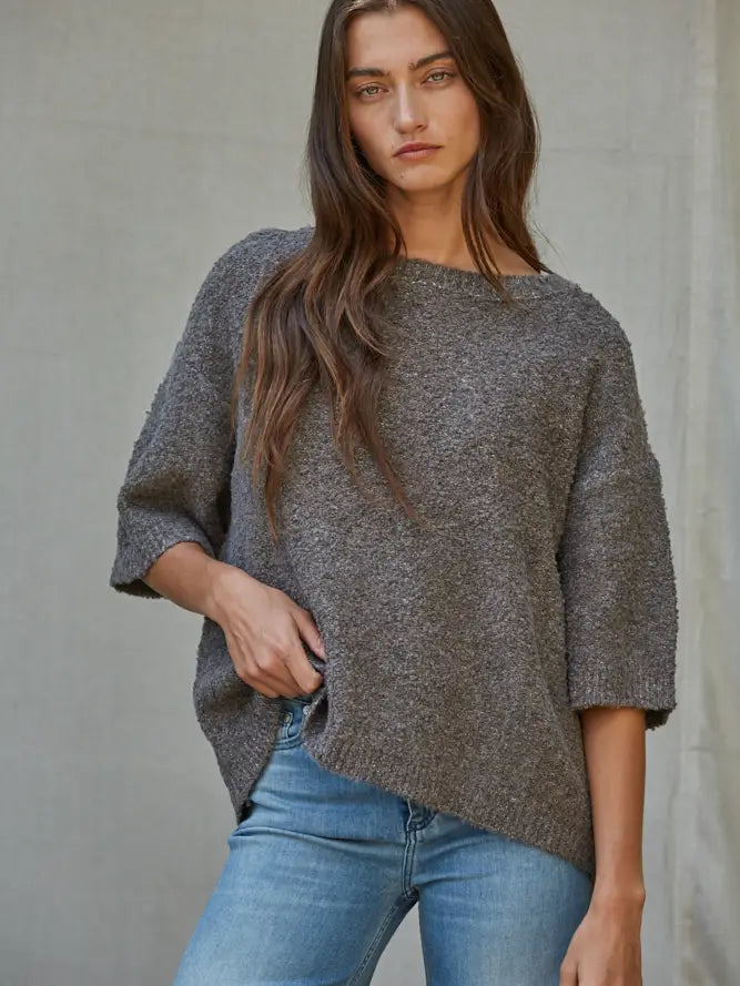 Knit Sweater Short Sleeve Top
