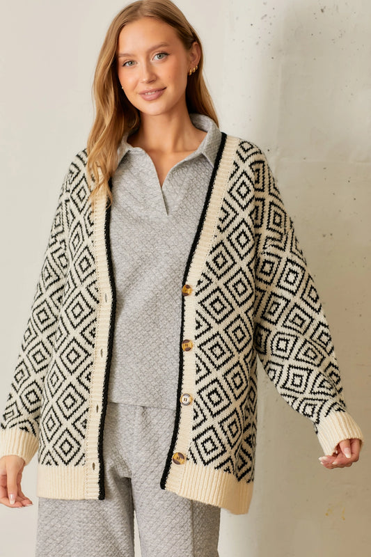 Mono Pattern Sweater Cardigan