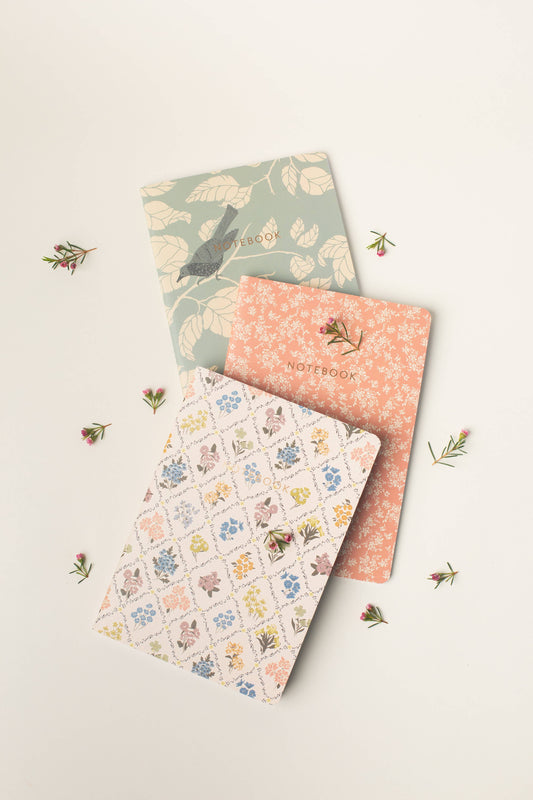 Reverie Floral Notebook Set | 3 Softcover Lined Journals
