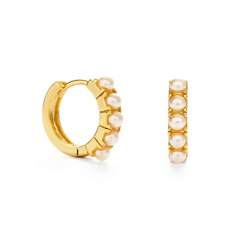 Pearl Huggie Hoops