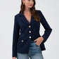 Gold Hardware Button Cuff Blazer