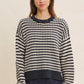 Navy Mixed Knit Stripe Pullover